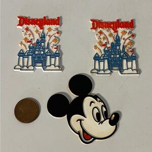 VTG 3 Pc Lot MICKEY MOUSE & DISNEY WORLD FRIDGE MAGNET '80S